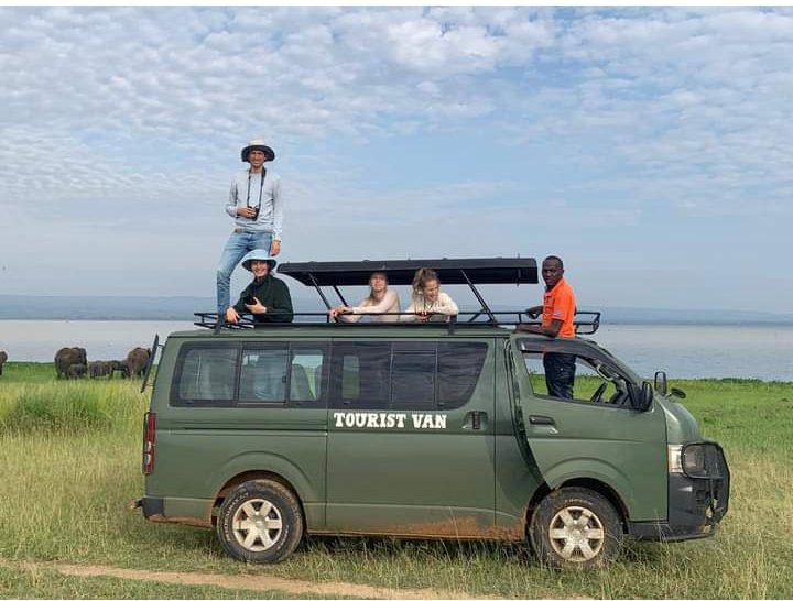 tourist van with a pop up roof