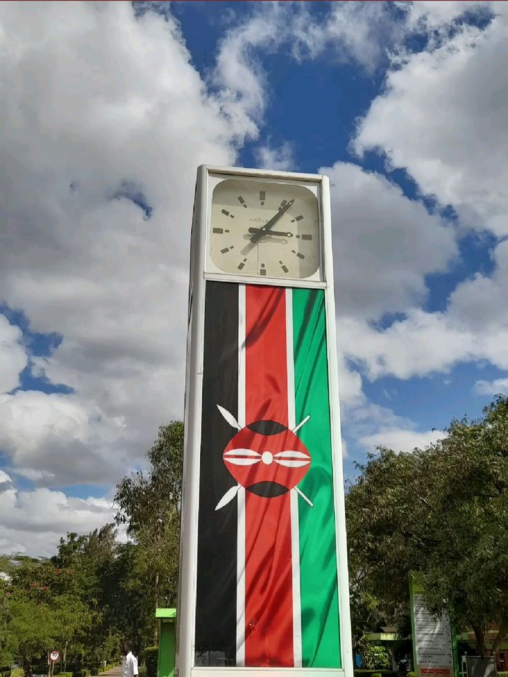 Clock tower with kenya flag