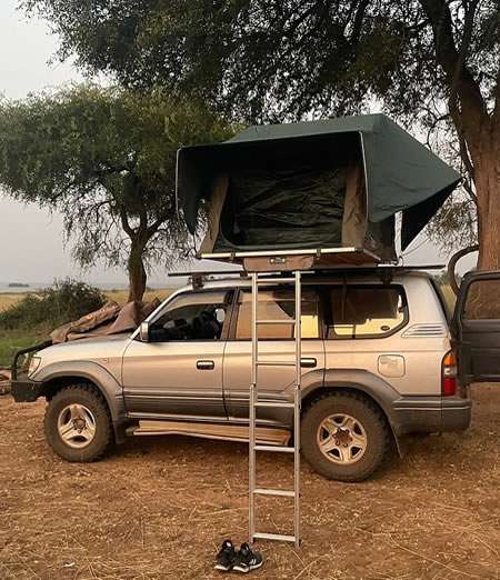 4x4 car hire uganda with a rooftop tent prado tx