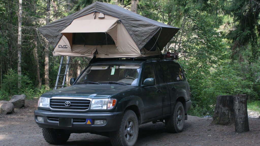 4x4 land cruiser v8 rental uganda with a rooftop tent
