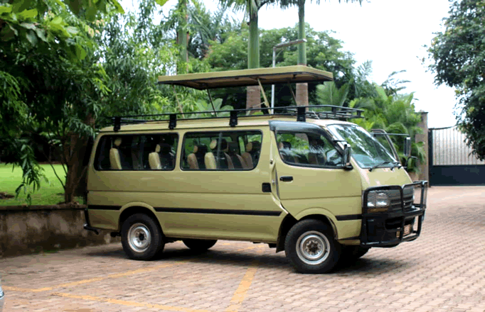 renting a car in uganda- safari van