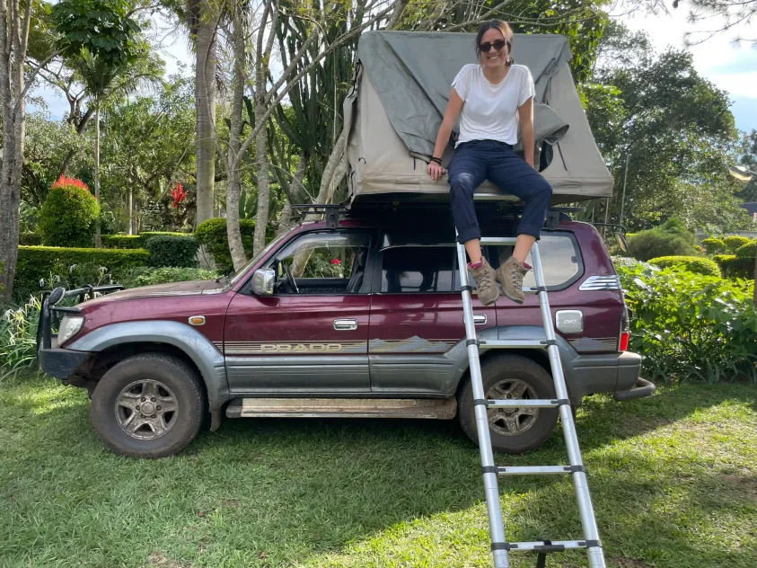 land cruiser tx rental in uganda with a rooftop tent