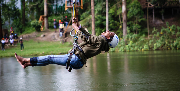 ziplining in a 10 days uganda safari tour
